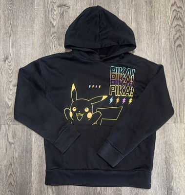 Old Navy Hoodie Pokémon Pika Kids Boys Anime Graphic Black Size XL 14-16 Unisex