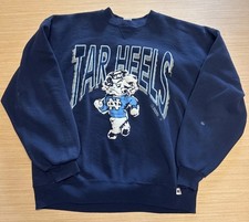 Vintage UNC Tar Heels Sweatshirt Russell Athletic XL Made USA Blue