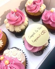 6 Engagement Cupcake Discs Toppers Gold Disc Cake Topper Decorations Tags Charms