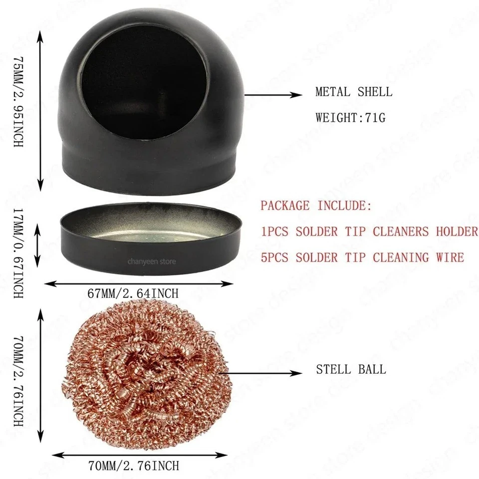 Soldering Iron Solder Tip Cleaner with Copper Wire Ball & Metal Base Holder - Image 3 of 4