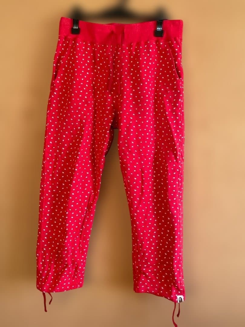 A Bathing Ape Star Patterned Sweatpants Red Drawstring Hem S BA0226242