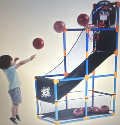 Kids Indoor Arcade Basketball Game Set, Adjustable Height 56in, Blue/Orange