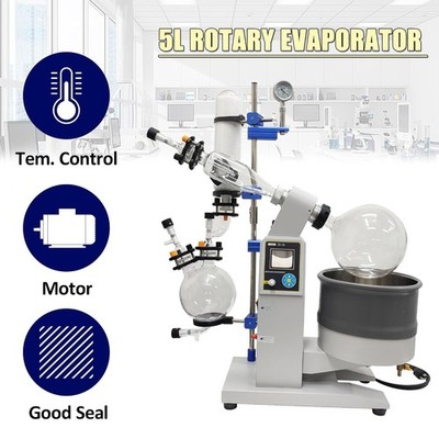 110V 5L Rotary Evaporator w/Motorized Lift&Vertical Coil Condenser Explosion-Pro