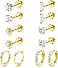 Hypoallergenic Gold Stud Earrings for Women 14K Gold Plated Surgical Stainless S