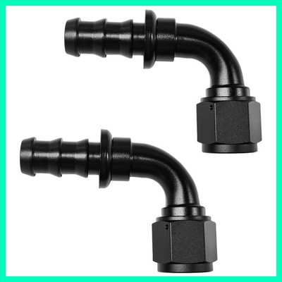 2PCS 10AN 90 Degree Push Lock Hose Fitting End, Aluminum 90° AN10 Female Swiv...