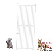 75" High Extra Tall Cat Gate, Auto Closing and No Drilling 21"-34"W 75"H White
