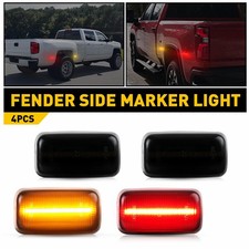 For 15-23 Chevy Silverado 3500HD Dually Bed 4Pc LED Smoke Side Fender Light Rear