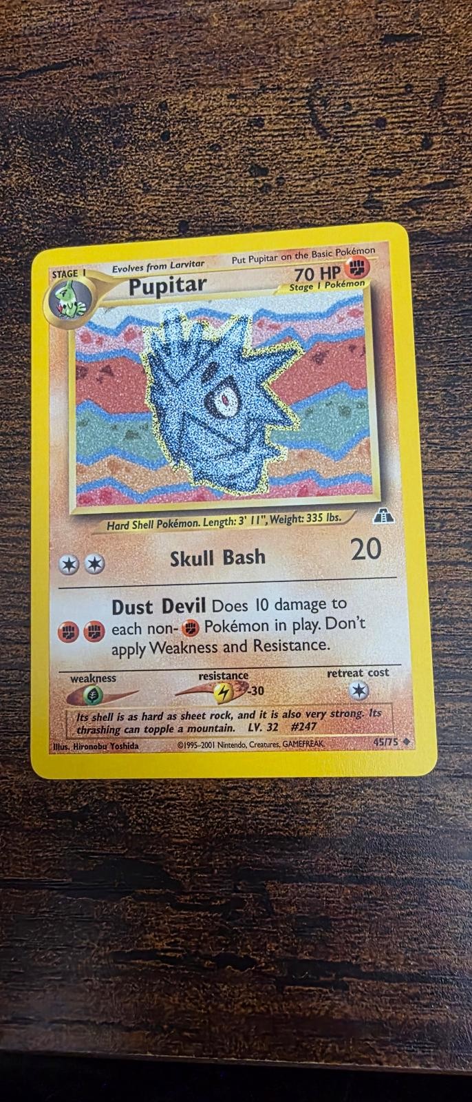 Pupitar 45/75 Uncommon Neo Discovery Pokemon Lightly Played