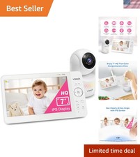 7-Inch Non-WiFi Baby Monitor with Pan-Tilt-Zoom Camera  Multi-Color Night Light
