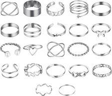 22 Piece Gold Rings for Women, Chunky Rings Women Set, Adjustable Fashion Ring J