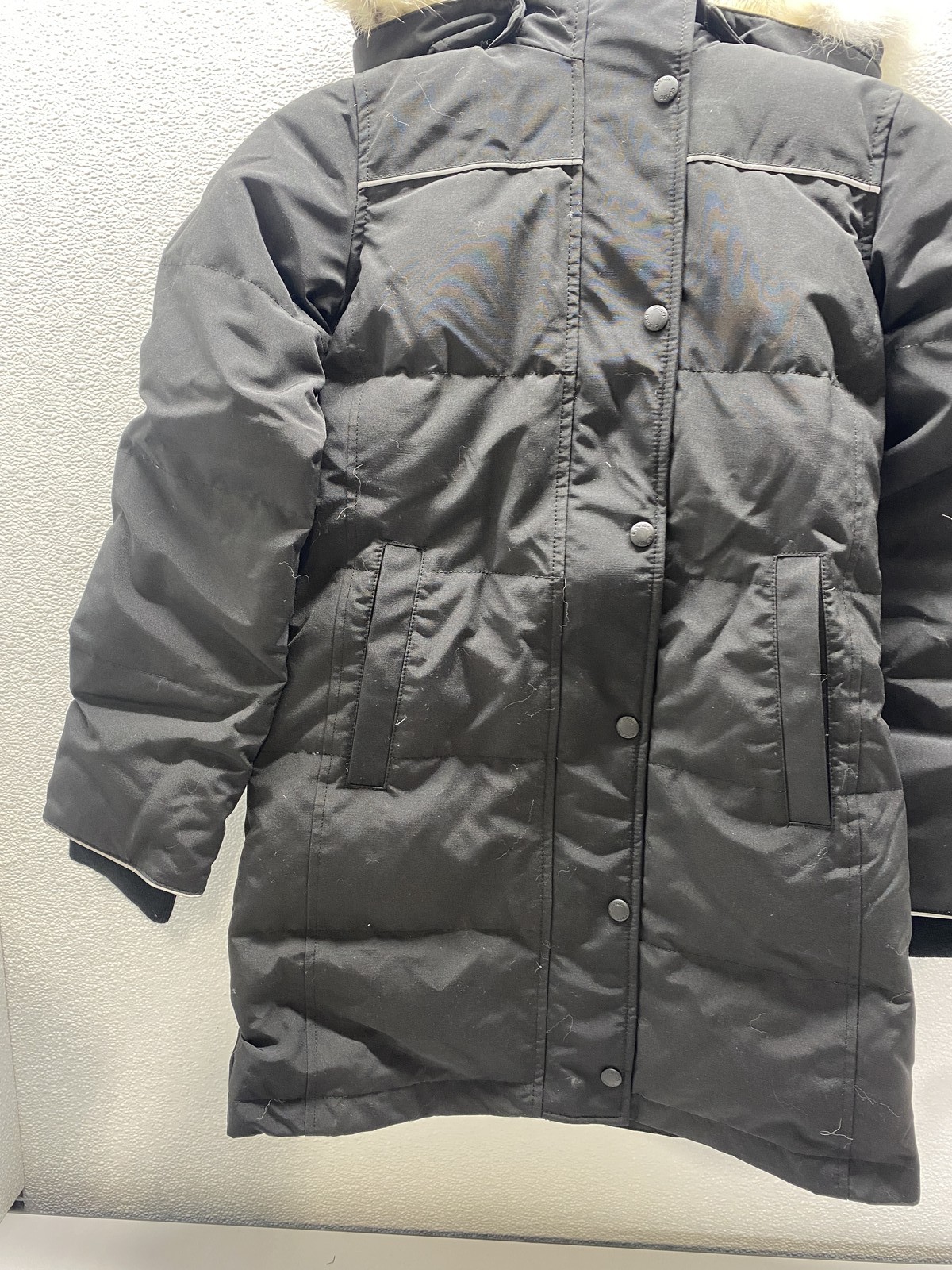 Canada Goose Girls Youth Juniper Real Fur Trim Winter Coat Size M(10-12) Black thumbnail 3