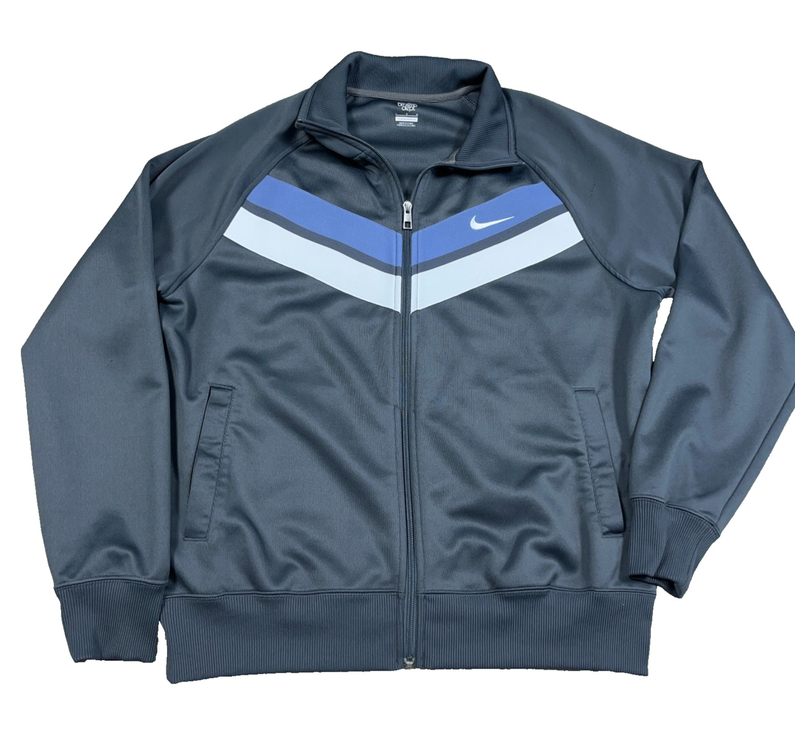 Nike Track Suit Jacket Men Large Gray Full Zip Performance Warm Up VTG Y2K Adult