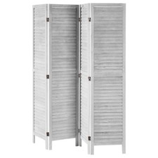 Uimoso 4-Panel Wooden Privacy Screen Divider for Room Separation Light Grey