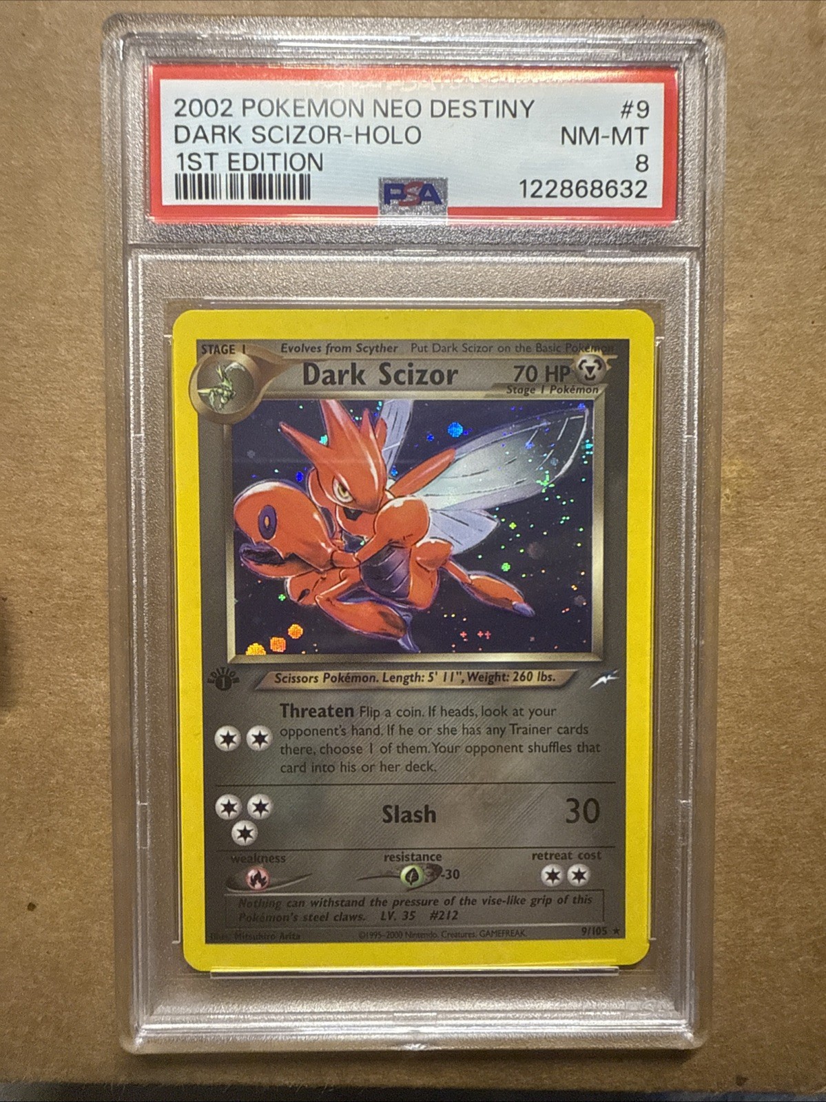 1st Edition Dark Scizor Holo Neo Destiny 9/105 PSA 8 NM-Mint Rare New Cert!