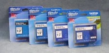 SET OF FOUR NEW GENUINE BROTHER P-TOUCH TYPE TZe 1/2" LABEL TAPES