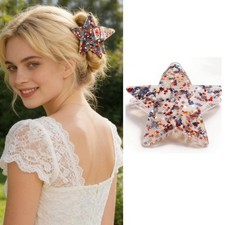 1pcs 4th Of July Hair Claw Clip, Patriotic Star Shape Acrylic Hair Jaw Clip With