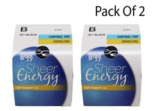 2 X L'eggs Sheer Energy Light Support Leg Control Top Pantyhose Suntan B