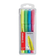 Classic Stabilo Pocket Pen Sized Flash Highlighters Assorted Colors Pack of 4