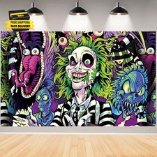 Scary Halloween Backdrop,Classic Horror Movie Character Photo Background for Pho