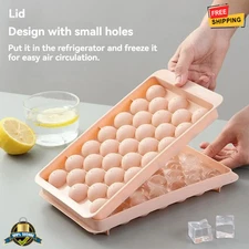 1 pc 3D Round Ice Cube Tray with Lid 33 Grid Ball Mold DIY Ice Cream Maker