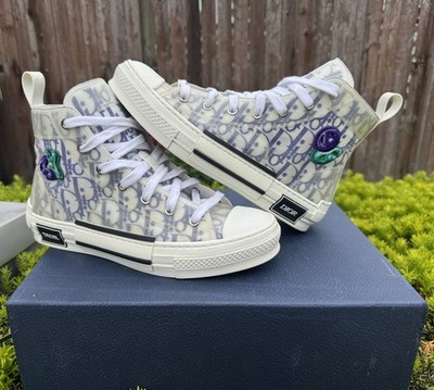Dior x Kenny Scharf B23 Size 40 WhitePurple Oblique Mesh High Top Sneakers Rare