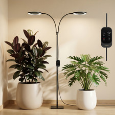 48W Dual Head Grow Light for Large Plants Full Spectrum LED Floor Standing Timer