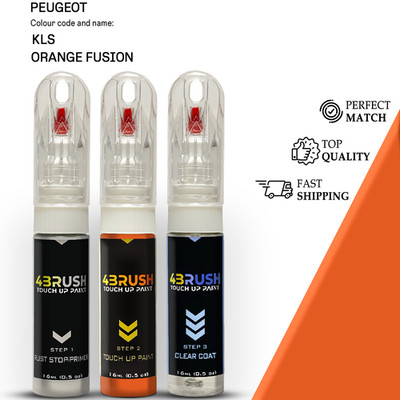 for PEUGEOT KLS ORANGE FUSION Touch Up Paint Scratch Remove Kit Set Pen Brush