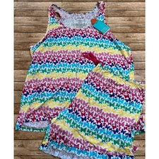 NWT Posh Peanut Rainbow Butterfly Tank and Ruffled Shorts Set 2XL 