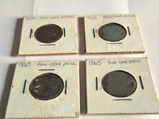 Lot of 4 Two Cent Coins.. 1865, 1867, 1869, 1870