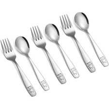 Toddler Utensil Set Stainless Steel Kids Forks and Spoons Safe Childrens