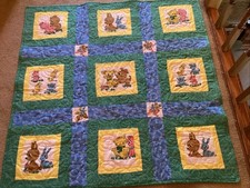 BABY QUILT HOMEMADE  MACHINE QUILTED VINTAGE AND NEW FABRIC NICELY MADE Nicely