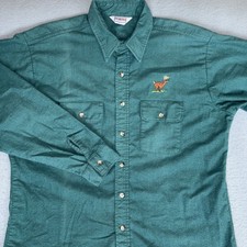 Vtg Five Brother Men's Flannel Chamois Blue Made In USA Sz XL