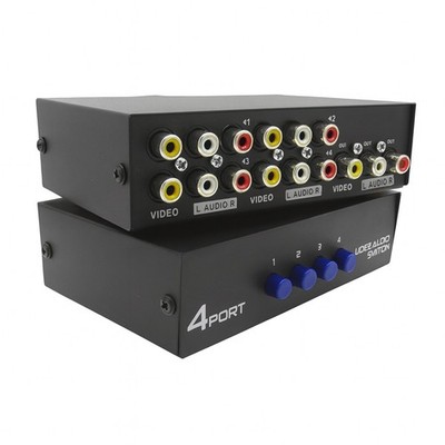 E32C RCA AV Umschalter 4:1 Audio Video Switch Box Mit Klarem Signal + Störschutz