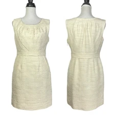Juicy Couture NWT Sz 8 Cream Embroidered Dash Textured Sleeveless Sheath Dress