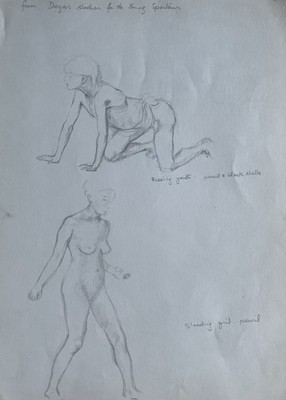 Figurenstudie nach Degas - Studien für junge Spartaner akademisches Leben Zeichnung