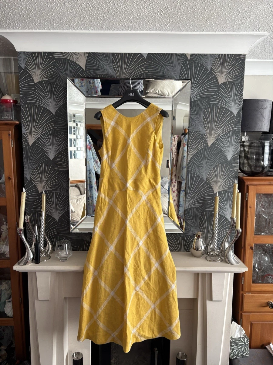 hobbs yellow linen dress Womens Hobbs Yellow Carmen Linen Dress US 10
