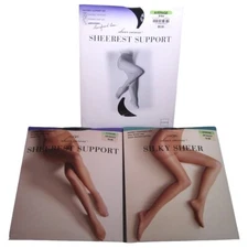 JC Penney Sheer Caress Control Top Pantyhose Off Black Size Average Lot of 3