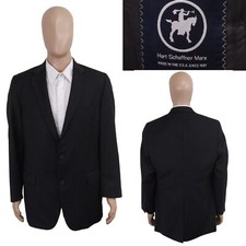 Hart Schaffner Marx Two Button Charcoal Gray Twill Wool Suit Jacket 43L Long