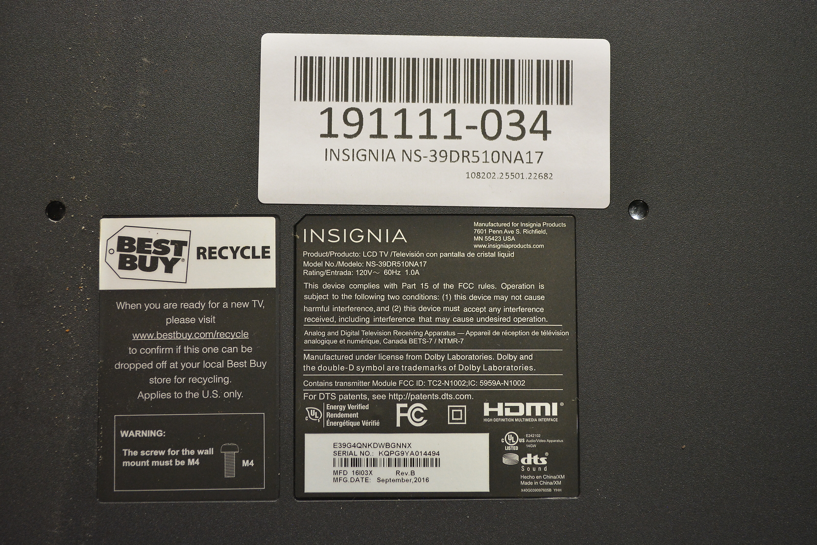 insignia ns 39dr510na17 lcd panel made in china