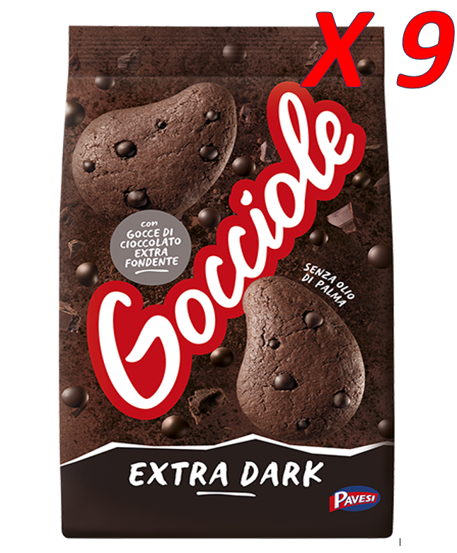 PAVESI GOCCIOLE EXTRA DARK cocoa biscuits with chocolate 9 x 400 g ( 3,6 KG)