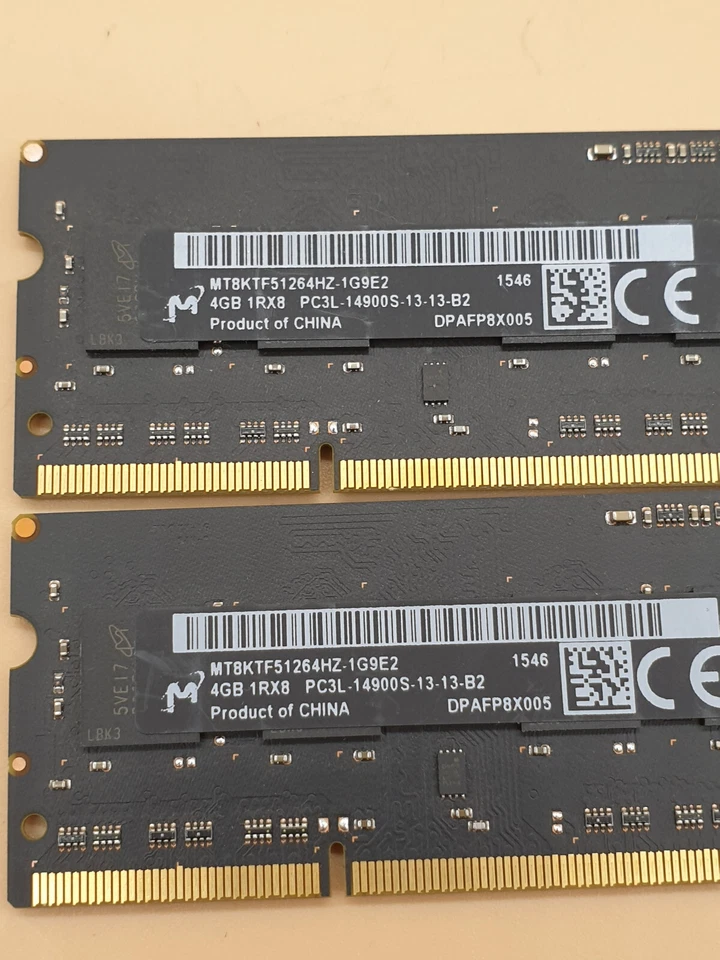 Micron MT8KTF51264HZ-1G9E2 4GB 1Rx8 1.35V 204-Pin SODIMM X2 IMAC RAM SL12 - Image 3 of 4