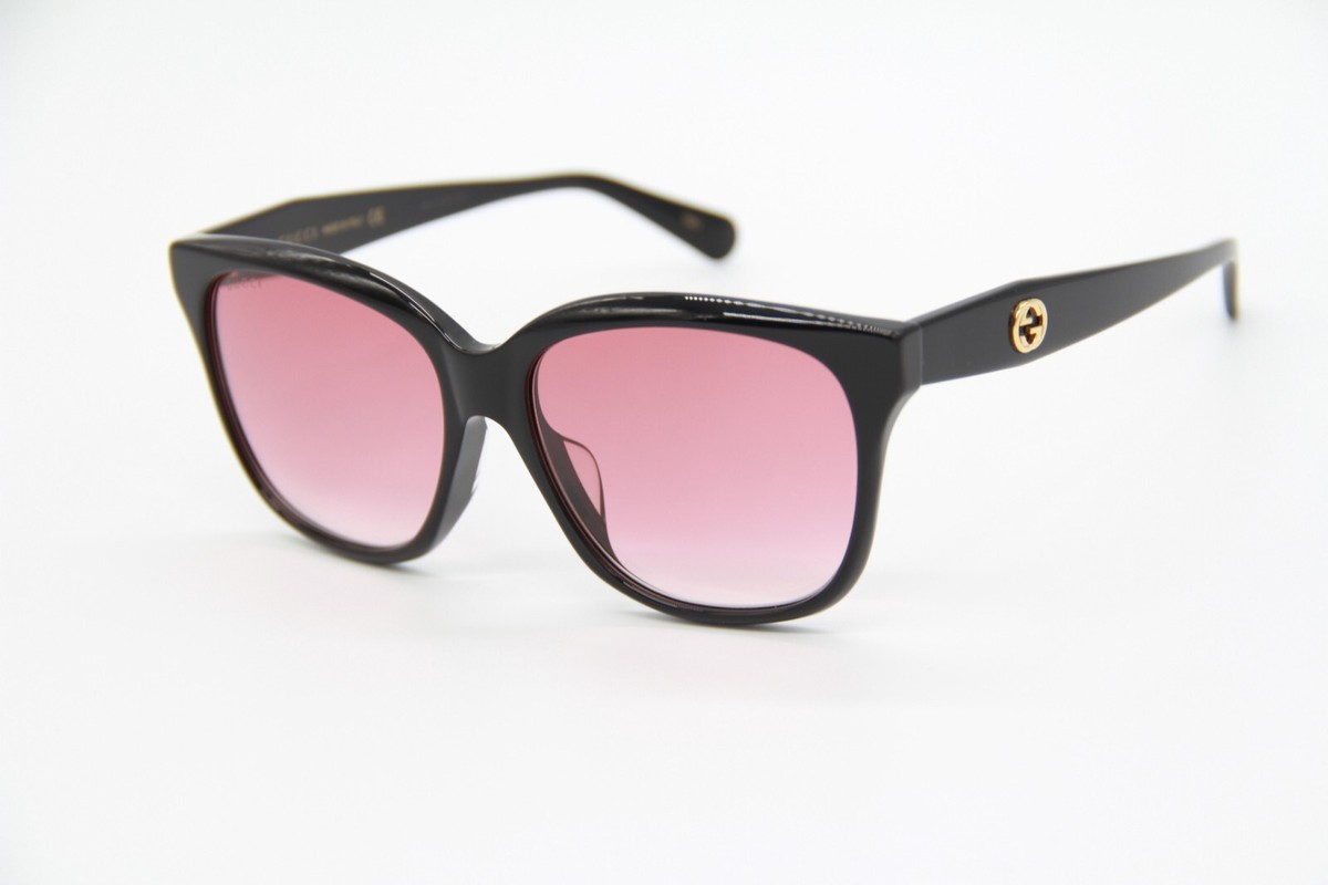 New Authentic Gucci Black and Pink Sunglasses GG0800SA 002 NEW GUCCI GG0800SA 002 BLACK FRAME PINK LENSES CAT EYE WOMEN  main image 2