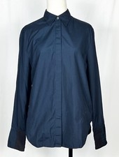 3.1 Phillips Lim Button Front Shirt Top Black 100 Cotton Zippered Cuffs Size 4
