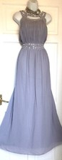 QUIZ GREY BEADED EMBELLISHED MAXI EVENING PARTY DRESS SIZE 18