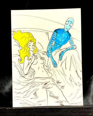 Original ACEO Artificial Intelligent Lover Ink Medium Marker on Paper Signed Art