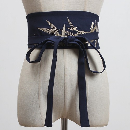 Retro Japanese Obi Belt Yukata Waistband Chinese Hanfu Bamboo Embroidered Belt - Picture 6 of 7