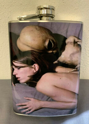 Alien Couple Weird Surrealistic 8oz Stainless Steel Flask Drinking Liquor