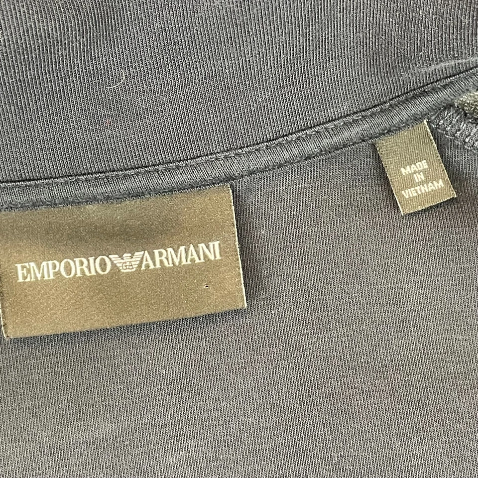 Chaleco Emporio Armani Hombres XL Negro Terciopelo Cremallera Completa Deporte Diseñador Bolsillos con Cremallera Foto 2 de 4