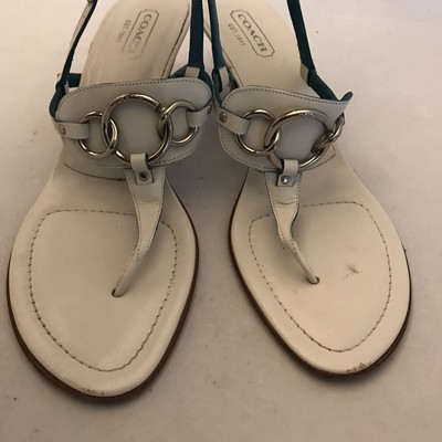 Coach Gladys White 10 Thong Kitten heal Sandal | eBay