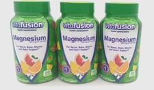 3 Vitafusion Magnesium Gummy Supplement 60 each=180 Exp:05/26 Tropical Citrus